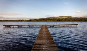 Preview wallpaper pier, lake, nature, landscape