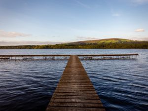 Preview wallpaper pier, lake, nature, landscape