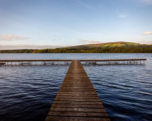 Preview wallpaper pier, lake, nature, landscape