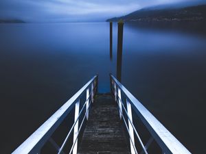 Preview wallpaper pier, lake, piilings, view