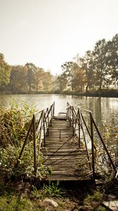 Preview wallpaper pier, lake, trees, landscape, nature