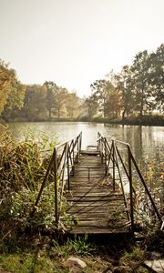 Preview wallpaper pier, lake, trees, landscape, nature