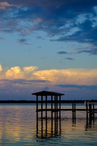 Preview wallpaper pier, lake, water, dusk