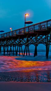 Preview wallpaper pier, lantern, sea, evening