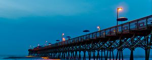 Preview wallpaper pier, lantern, sea, evening