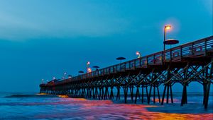 Preview wallpaper pier, lantern, sea, evening
