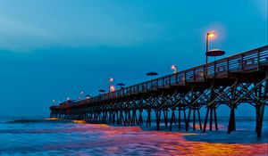 Preview wallpaper pier, lantern, sea, evening