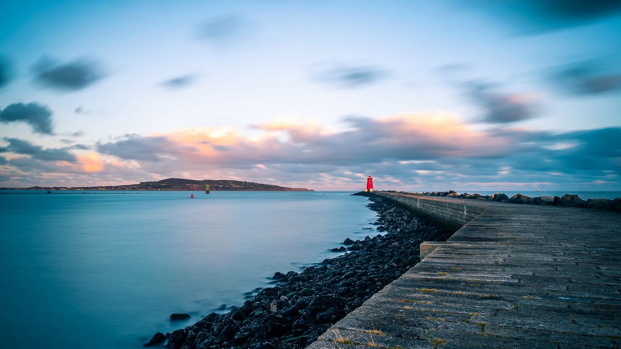 Wallpaper pier, lighthouse, sea, coast, dublin, ireland