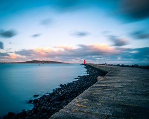 Preview wallpaper pier, lighthouse, sea, coast, dublin, ireland