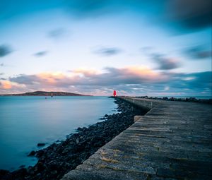 Preview wallpaper pier, lighthouse, sea, coast, dublin, ireland