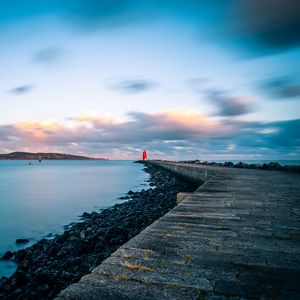 Preview wallpaper pier, lighthouse, sea, coast, dublin, ireland