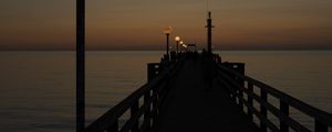 Preview wallpaper pier, lights, sea, dark