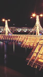 Preview wallpaper pier, night, lights, bridge