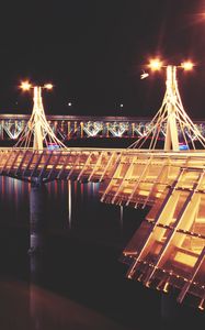 Preview wallpaper pier, night, lights, bridge