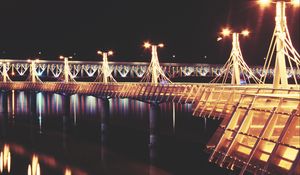 Preview wallpaper pier, night, lights, bridge
