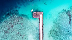 Preview wallpaper pier, ocean, aerial view, water