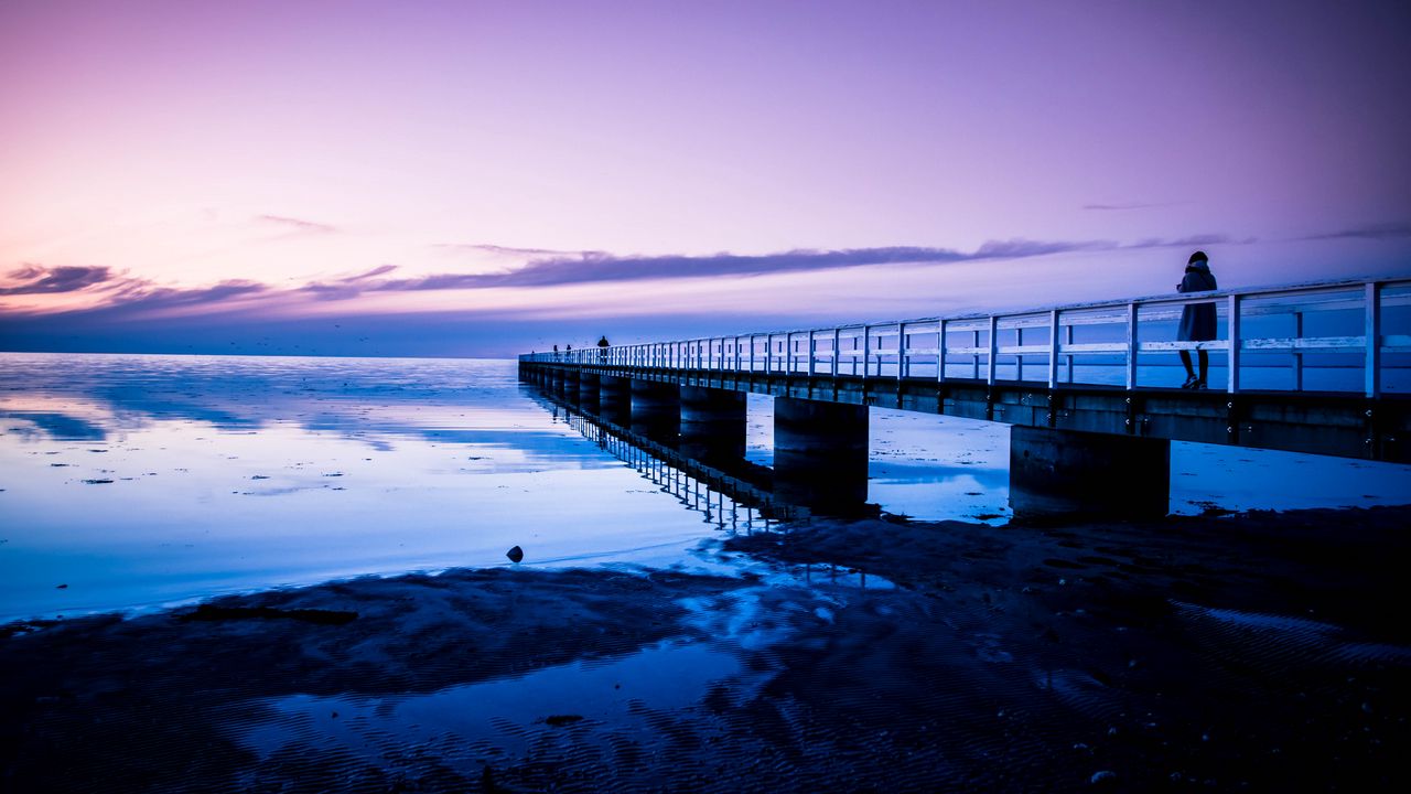 Wallpaper pier, ocean, sunset, malmo, sweden