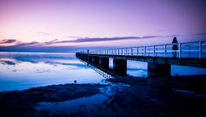 Preview wallpaper pier, ocean, sunset, malmo, sweden