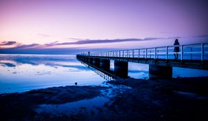 Preview wallpaper pier, ocean, sunset, malmo, sweden