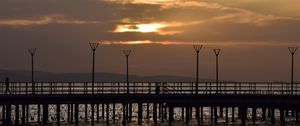 Preview wallpaper pier, ocean, sunset, dark