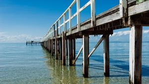 Preview wallpaper pier, piles, sea, wood