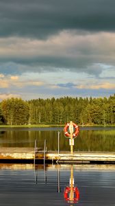 Preview wallpaper pier, pond, landscape, forest