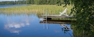 Preview wallpaper pier, pond, water, forest, nature