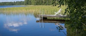 Preview wallpaper pier, pond, water, forest, nature