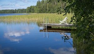 Preview wallpaper pier, pond, water, forest, nature