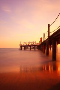 Preview wallpaper pier, river, sunset, landscape