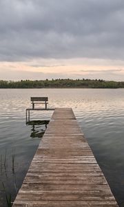 Preview wallpaper pier, river, trees, nature, view