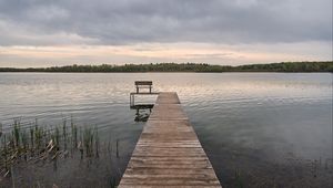 Preview wallpaper pier, river, trees, nature, view