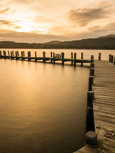 Preview wallpaper pier, river, trees, nature
