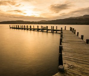 Preview wallpaper pier, river, trees, nature