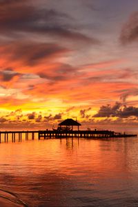 Preview wallpaper pier, sea, beach, twilight, nature
