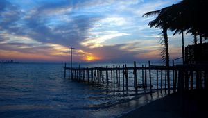 Preview wallpaper pier, sea, decline, yard, coast