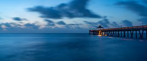 Preview wallpaper pier, sea, dusk, water, clouds