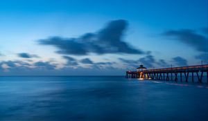 Preview wallpaper pier, sea, dusk, water, clouds