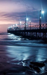 Preview wallpaper pier, sea, evening, waves, trujillo, peru