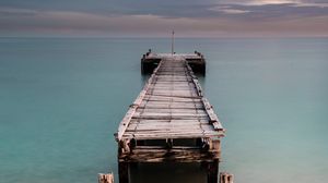 Preview wallpaper pier, sea, horizon, coast