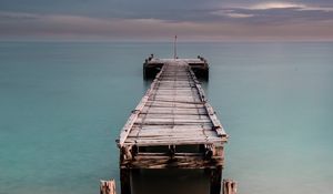 Preview wallpaper pier, sea, horizon, coast