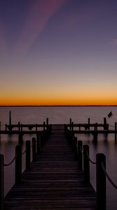 Preview wallpaper pier, sea, horizon, twilight