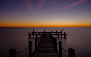 Preview wallpaper pier, sea, horizon, twilight