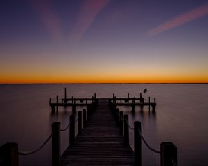 Preview wallpaper pier, sea, horizon, twilight