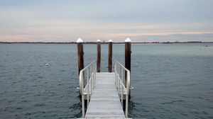 Preview wallpaper pier, sea, horizon, railing