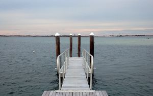 Preview wallpaper pier, sea, horizon, railing