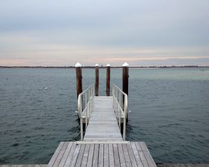 Preview wallpaper pier, sea, horizon, railing