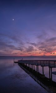 Preview wallpaper pier, sea, horizon, sky, evening