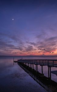 Preview wallpaper pier, sea, horizon, sky, evening