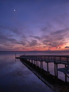 Preview wallpaper pier, sea, horizon, sky, evening